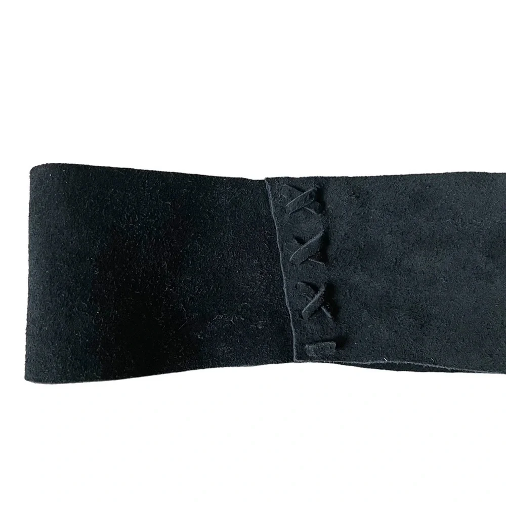 Handmade Black Suede Belt One Size